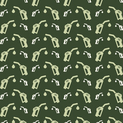 Fuel icon repeating trendy pattern beautiful green vector illustration background