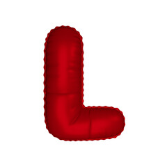 3d illustration red shiny balloon letter L