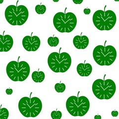 Apple fruit clock seamless pattern isolated on white background