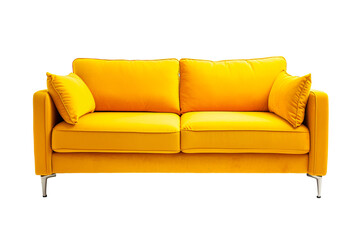 Obraz premium Yellow sofa ,modern and minimal furniture,Chair home decoration, isolated on white and transparent background