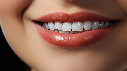 Closeup of smile with perfrect white healthy teeth