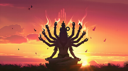 Goddess Kali at sunset