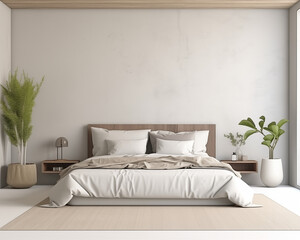 Fototapeta na wymiar Bungalow Style Bedroom Mockup, 3D Mockup Render, Interior Design