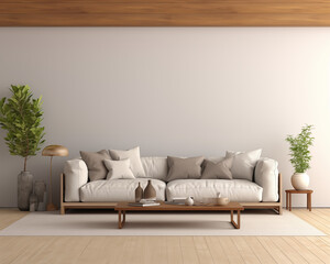 Bungalow Style and Cozy Living Room 3D Mockup Render