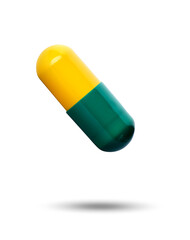 Colorful vitamin capsule in air on white background