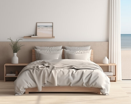 Cape Cod Style and Cozy Bedroom 3D Mockup Render