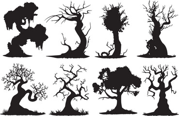 Set Trees. Hand drawn vector illustration	
