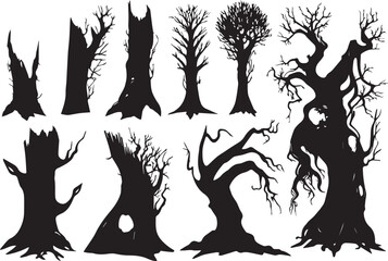 Set Trees. Hand drawn vector illustration	