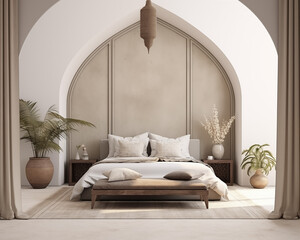 Colonial Style and Cozy Bedroom 3D Mockup Render