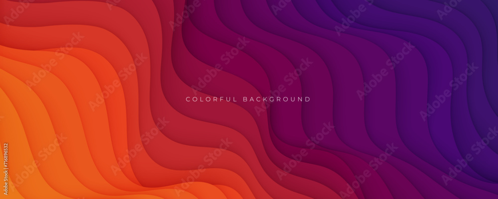 Sticker colorful abstract wavy papercut layers background gradient shape design vector
