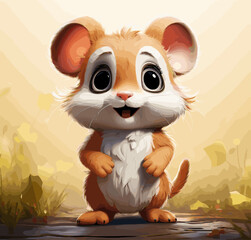 Harmony, the Disney-style hamster with pinkish-cream fur, a big smile, and a joyful demeanor. Adorned with wildflowers, she exudes Disney magic and positive vibes