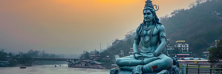 God shiva statue Rishikesh utrakhand india - obrazy, fototapety, plakaty