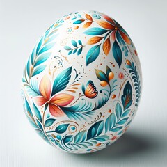 Painted Easter egg on a pure white background, no shadows