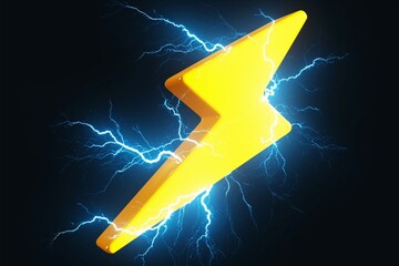 Clipart 3D minimal lightning icon Electric discharge symbol Technology illustration on White Background - obrazy, fototapety, plakaty