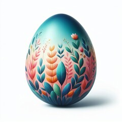 Painted Easter egg on a pure white background, no shadows