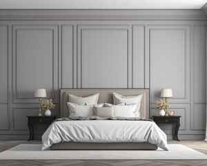 Fototapeta na wymiar Georgian Style Bedroom Mockup, 3D Mockup Render, Interior Design