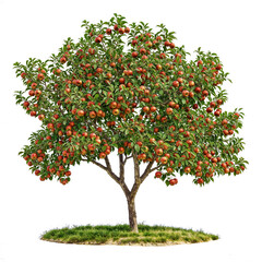 Fototapeta na wymiar high quality apple tree PNG transparent background for drag and drop 