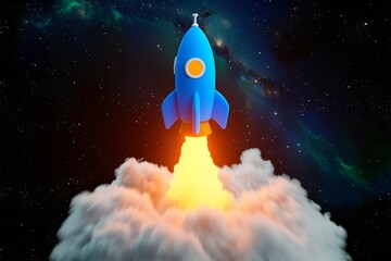Clipart 3D rocket launching from a globe Business start up concept illustration on White Background