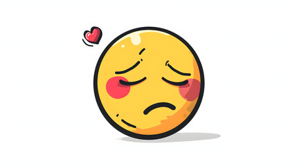 Sad sick emoji emoticon with white bright background