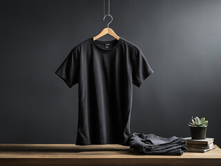 Black t shirt in hang by Ai Generated 