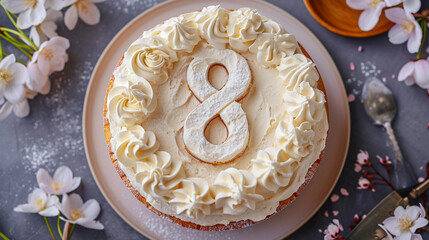 Obraz na płótnie Canvas A cake with the number 8 on it