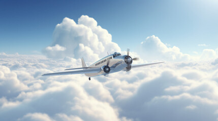 Fototapeta na wymiar 3D CGI animation of flying through white clouds towar