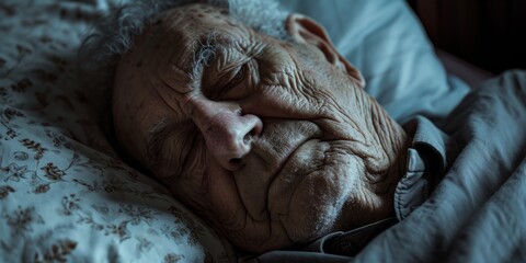 elderly man sleeping peacefully Generative AI