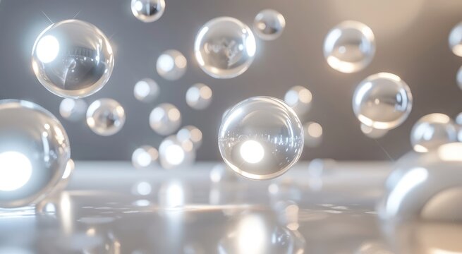 A vibrant image of a group of translucent bubbles floating gracefully in the air,