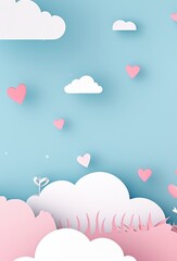 happy valentine's day banners, paper cut art style.