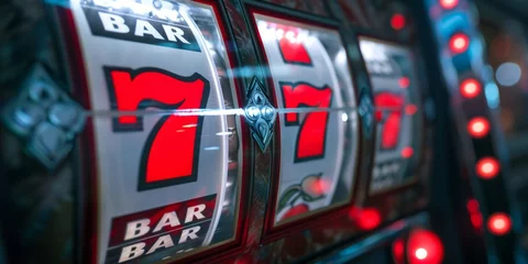 Foto op Plexiglas Slot machine showing jackpot win with 777 numbers Generative AI © València