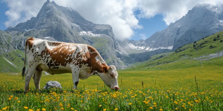 cow grazing in the meadow Generative AI