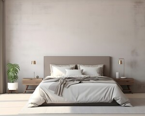 Fototapeta na wymiar Modern Style Bedroom Mockup, 3D Mockup Render, Interior Design