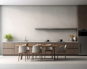 Modern Style Kitchen Mockup, 3D Mockup Render, Interior Design