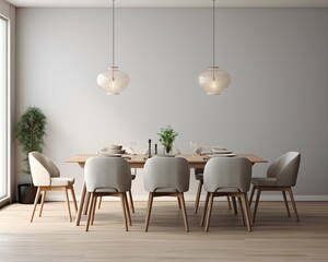 Nordic Style Dining Room Mockup, 3D Mockup Render, Interior Design