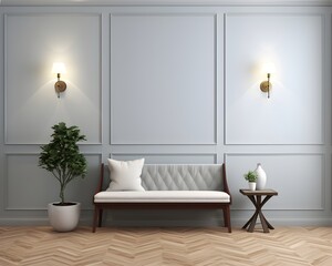 Nordic Style Hallway Mockup, 3D Mockup Render, Interior Design