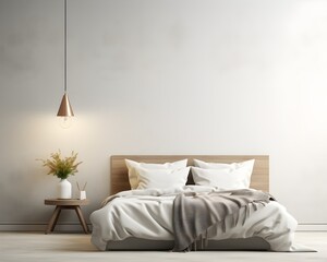 Fototapeta na wymiar Nordic Style Bedroom Mockup, 3D Mockup Render, Interior Design