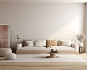 Nordic Style Living Room Mockup, 3D Mockup Render, Interior Design