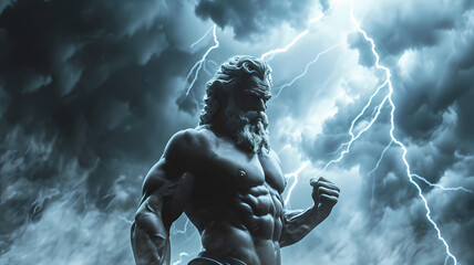 Zeus: Majestic Greek God of Thunder and Sky - obrazy, fototapety, plakaty