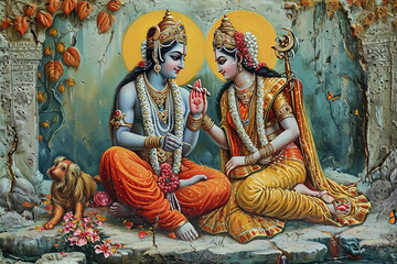 Obraz premium Beautiful painting of Radha Krishna