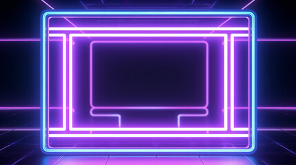 A rectangular frame made of two moving neon lights