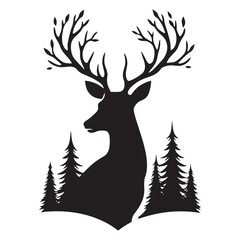 Enchanted Silhouette Sonata: Deer Silhouette Ensemble Composing an Enchanted Sonata in Nature's Twilight Symphony - Deer Illustration - Deer Vector
