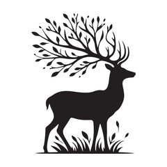 Majestic Shadows: A Gallery of Deer Silhouettes Portraying the Majestic Grace of Forest Dwellers - Deer Illustration - Deer Vector
