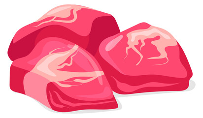 Loin chop icon. Cartoon raw meat pieces