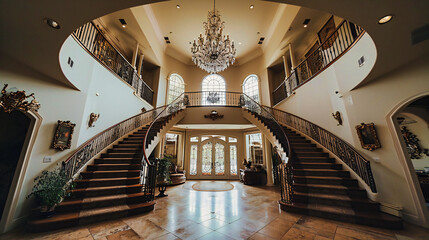Majestic Interiors: Historic Building with Luxurious Staircase, Emphasizing Elegance and Heritage