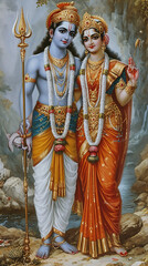 Hindu Sri Ram Sita - obrazy, fototapety, plakaty