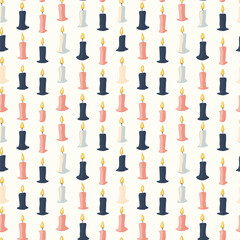Candlelit prayers seamless pattern. Gift wrapping, wallpaper, background. National Day of Prayer