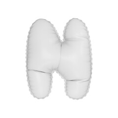 3d illustration white matt balloon letter N