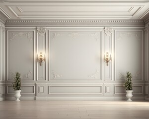Victorian Style Hallway Mockup, 3D Mockup Render, Interior Design