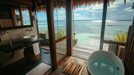 A bathroom in a tourist place in Oceania