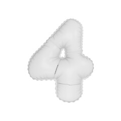 3d illustration white matt balloon number 4